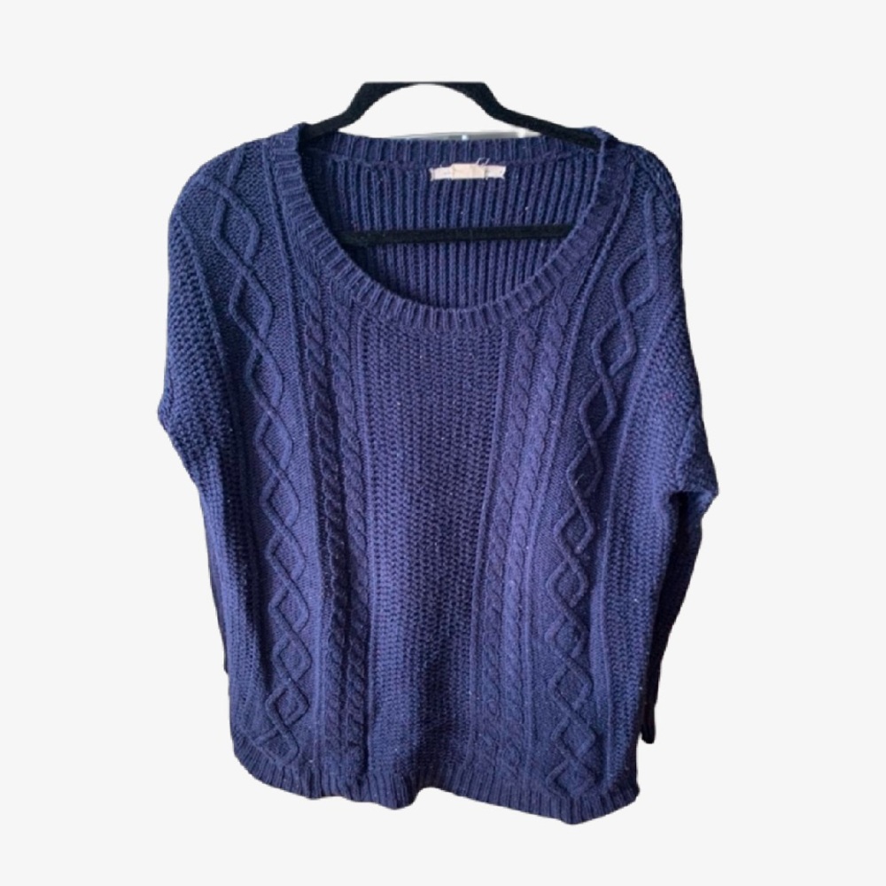 Navy Sweater with Elbow Patches